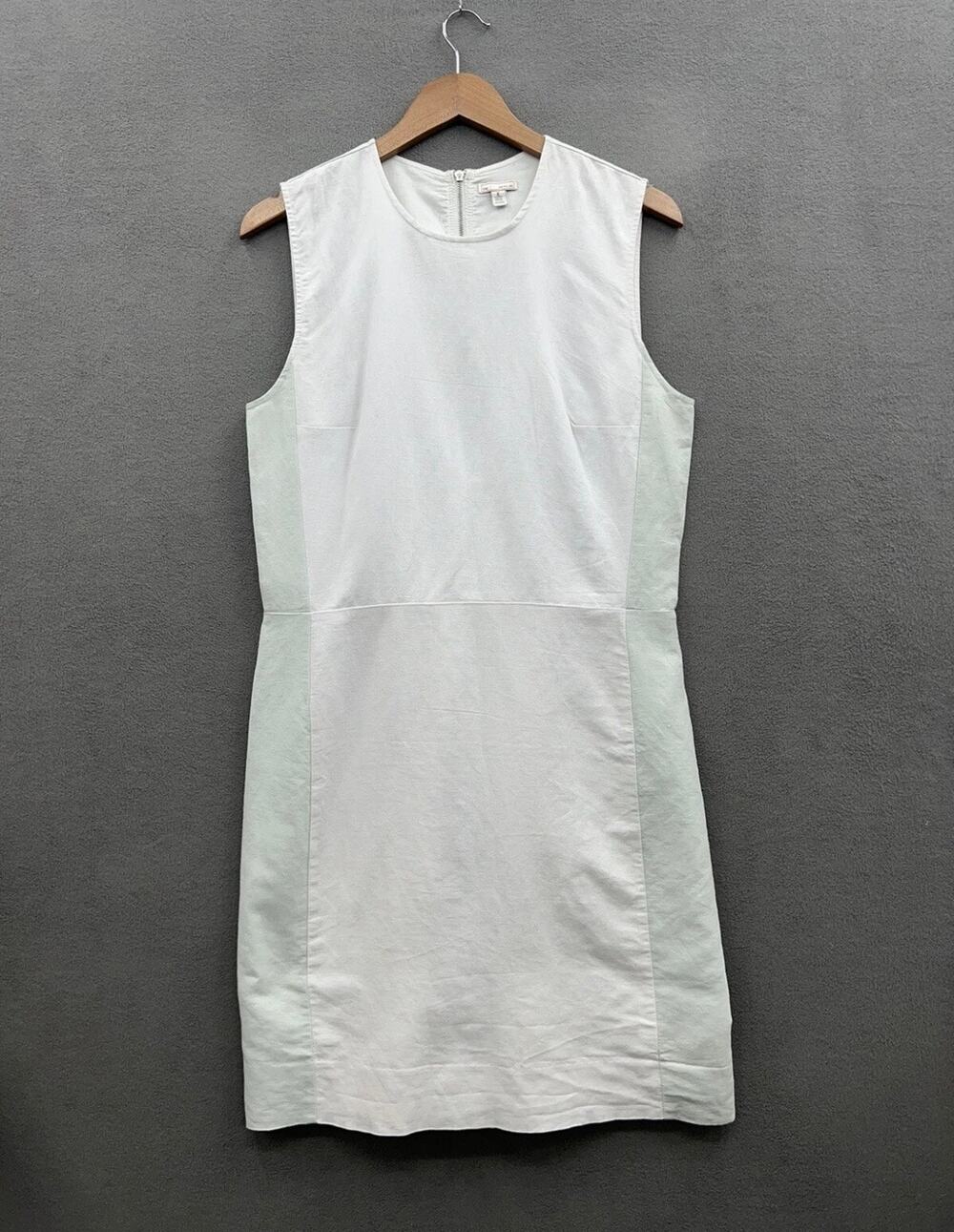 NWT Gap Linen Blend Sheath Dress Light Green Off White Color Block Sleeveless